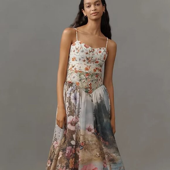 New Anthropologie The Muse Basque-Waist Midi Dress NWT - Picture 3 of 12